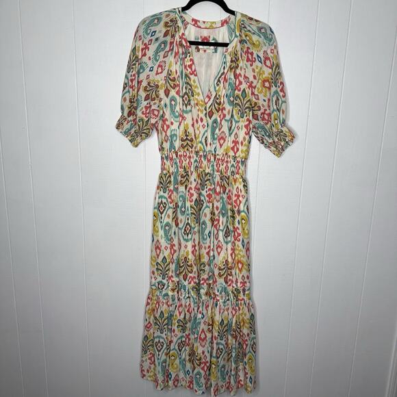 Anthropologie Women’s Felipa Midi Maxi Dress Ikat Print Size Medium - Picture 3 of 7
